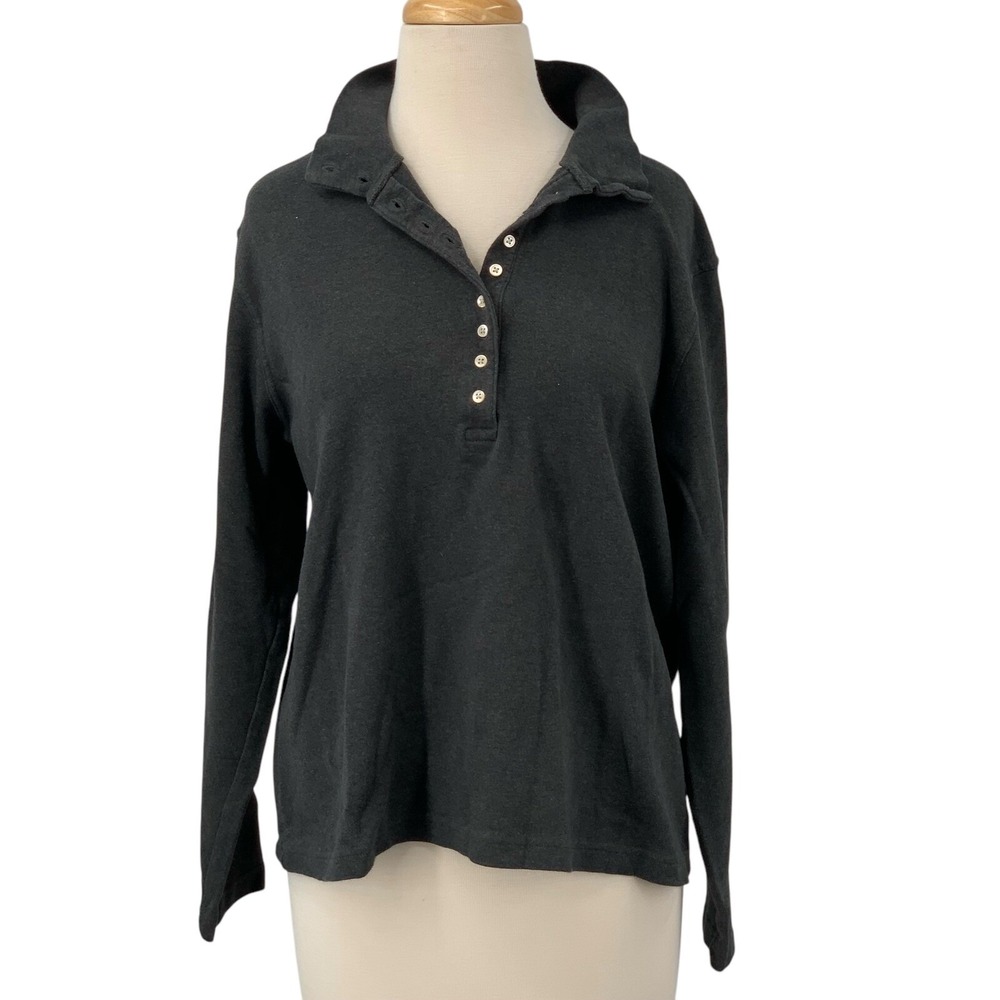 Orvis Women's Long Sleeve 1/2 Button Up Polo Shirt Collared Charcoal Gray Size L